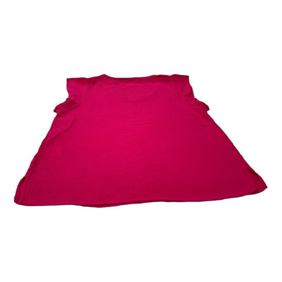 NWT three dots Hot Pink Medium Flutter Sleeve Blouse - Picture 2 of 8